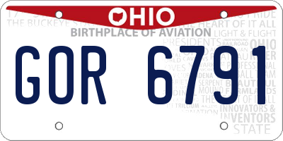 OH license plate GOR6791