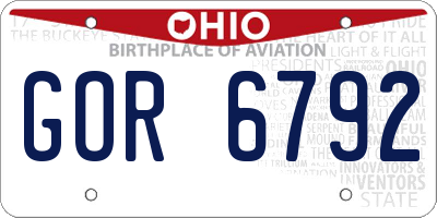 OH license plate GOR6792
