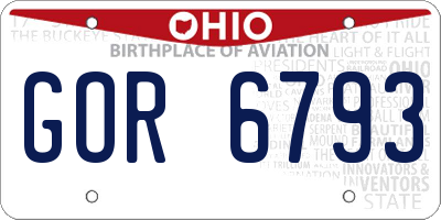 OH license plate GOR6793