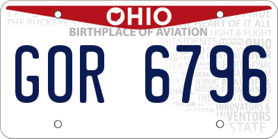 OH license plate GOR6796