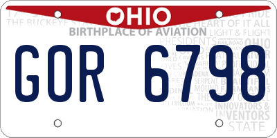 OH license plate GOR6798