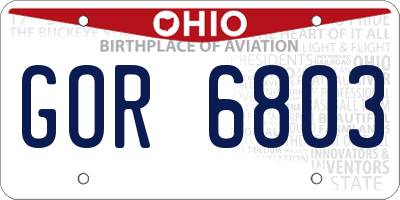 OH license plate GOR6803