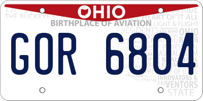 OH license plate GOR6804