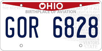 OH license plate GOR6828