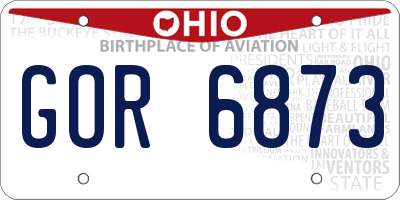 OH license plate GOR6873