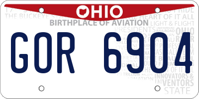 OH license plate GOR6904