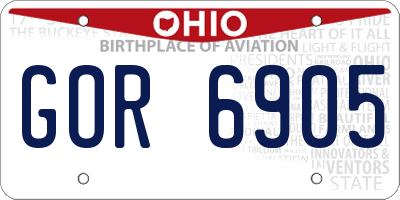 OH license plate GOR6905