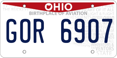 OH license plate GOR6907