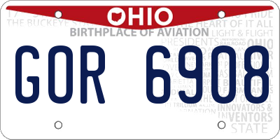OH license plate GOR6908