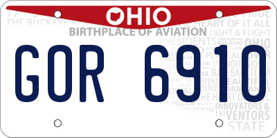 OH license plate GOR6910
