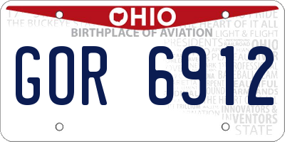 OH license plate GOR6912