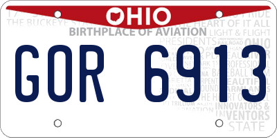 OH license plate GOR6913