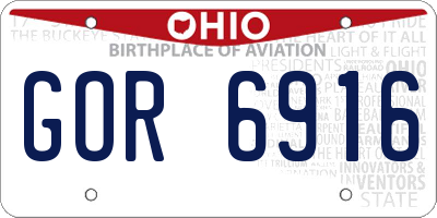 OH license plate GOR6916