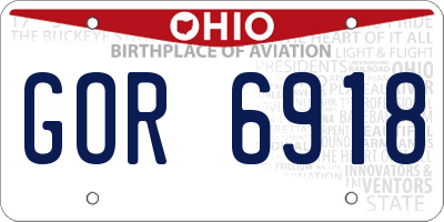 OH license plate GOR6918