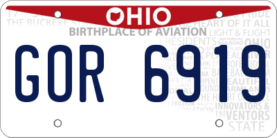 OH license plate GOR6919