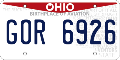 OH license plate GOR6926