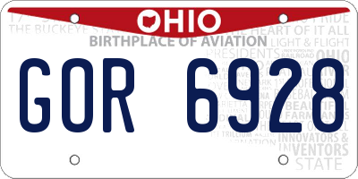 OH license plate GOR6928