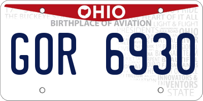 OH license plate GOR6930