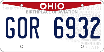OH license plate GOR6932