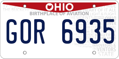 OH license plate GOR6935