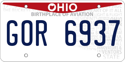 OH license plate GOR6937