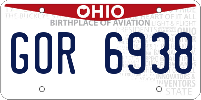 OH license plate GOR6938