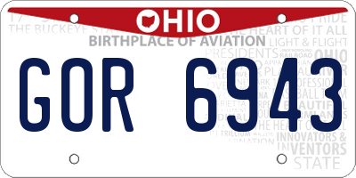 OH license plate GOR6943