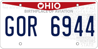 OH license plate GOR6944