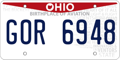 OH license plate GOR6948