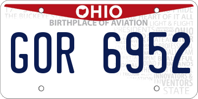OH license plate GOR6952