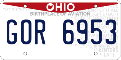 OH license plate GOR6953