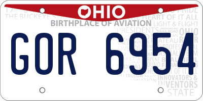 OH license plate GOR6954
