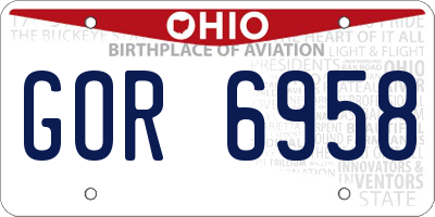 OH license plate GOR6958