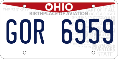 OH license plate GOR6959