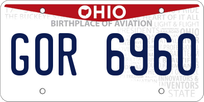OH license plate GOR6960