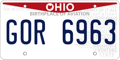 OH license plate GOR6963