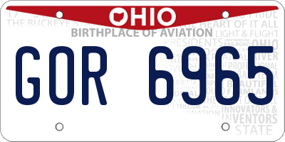 OH license plate GOR6965