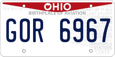 OH license plate GOR6967