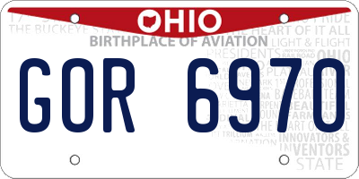 OH license plate GOR6970