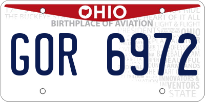 OH license plate GOR6972