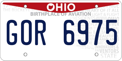 OH license plate GOR6975