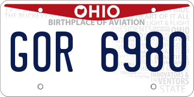 OH license plate GOR6980