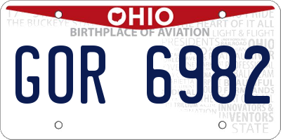 OH license plate GOR6982