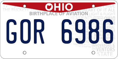 OH license plate GOR6986