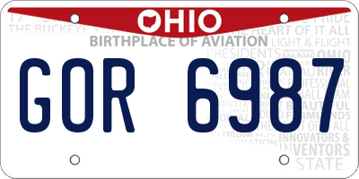 OH license plate GOR6987