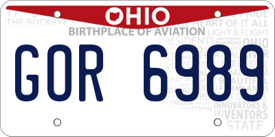 OH license plate GOR6989