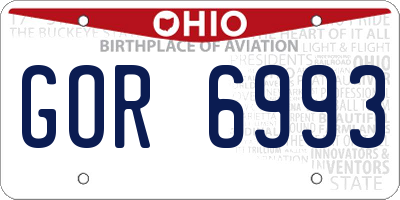 OH license plate GOR6993