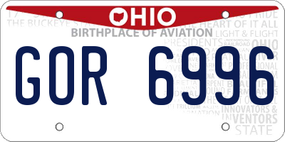 OH license plate GOR6996