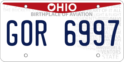 OH license plate GOR6997