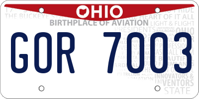 OH license plate GOR7003